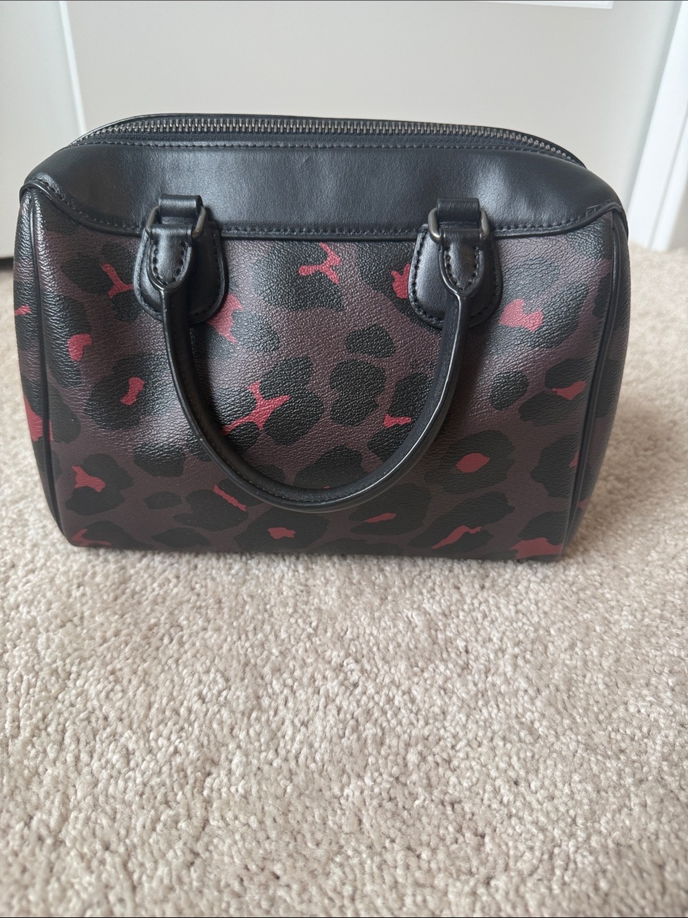 Coach Women's Mini Bennett Black & Pink Leopard Print Satchel - Picture 2 of 5